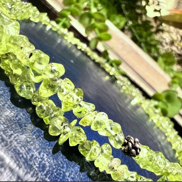 Vintage Peridot gemstones wrap style solid 925 sterling silver Choker Necklace - Picture 7 of 12